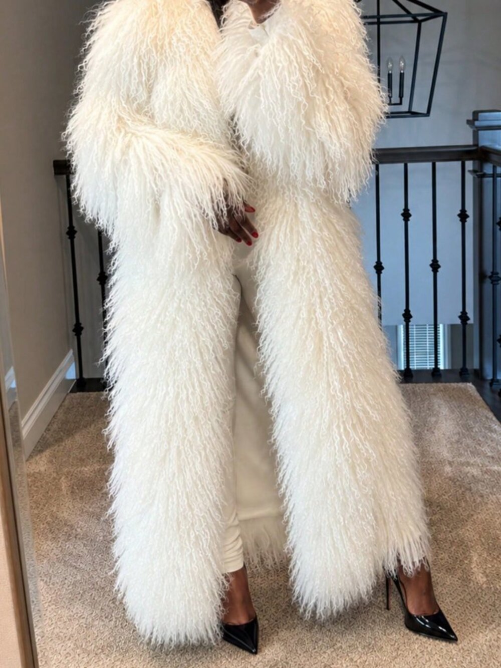 White Cozy Women's Faux Fur Long Loose Fit Coat
